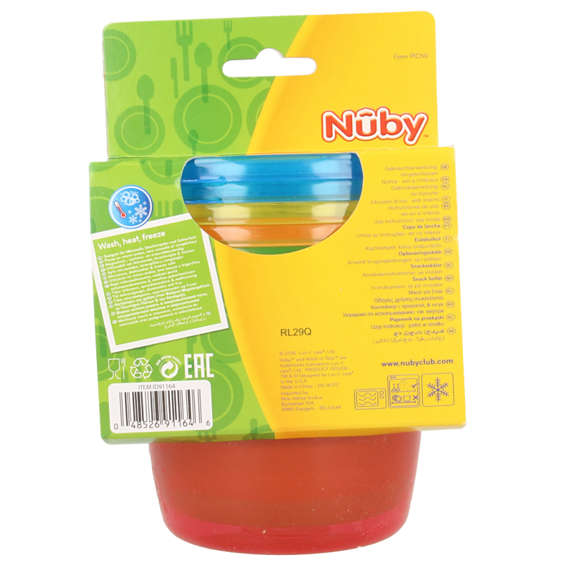 Nuby Snackkommetjes met deksel 300ml 6 Stuks