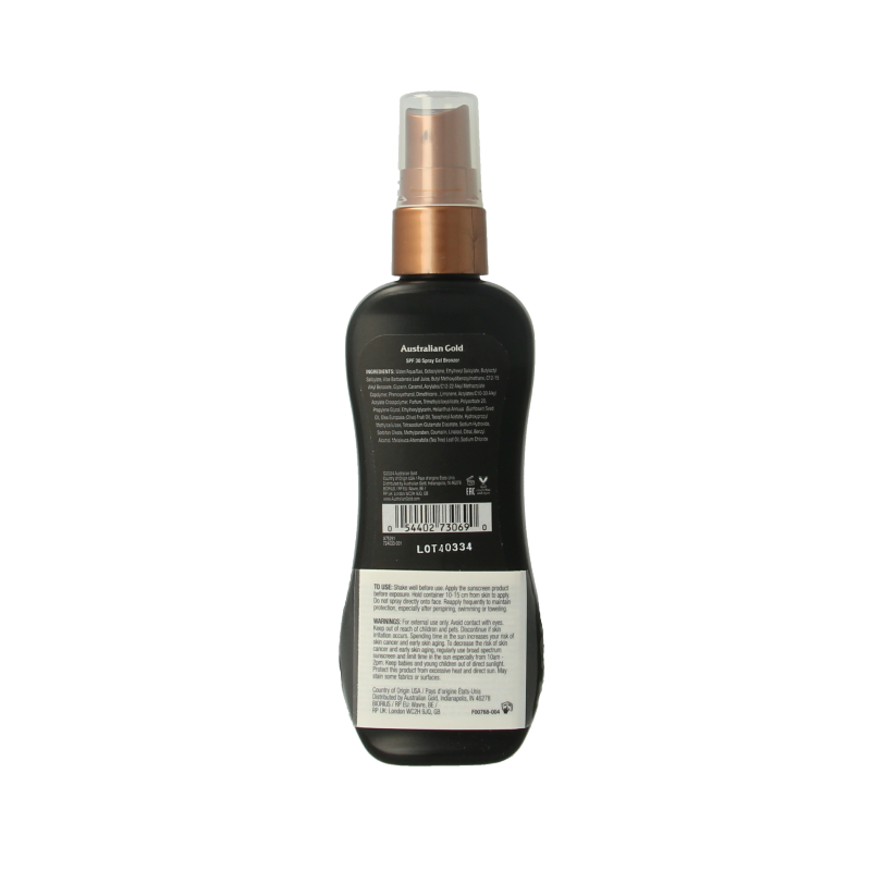 Australian Gold Spray gel met bronzer SPF30 100 Milliliter