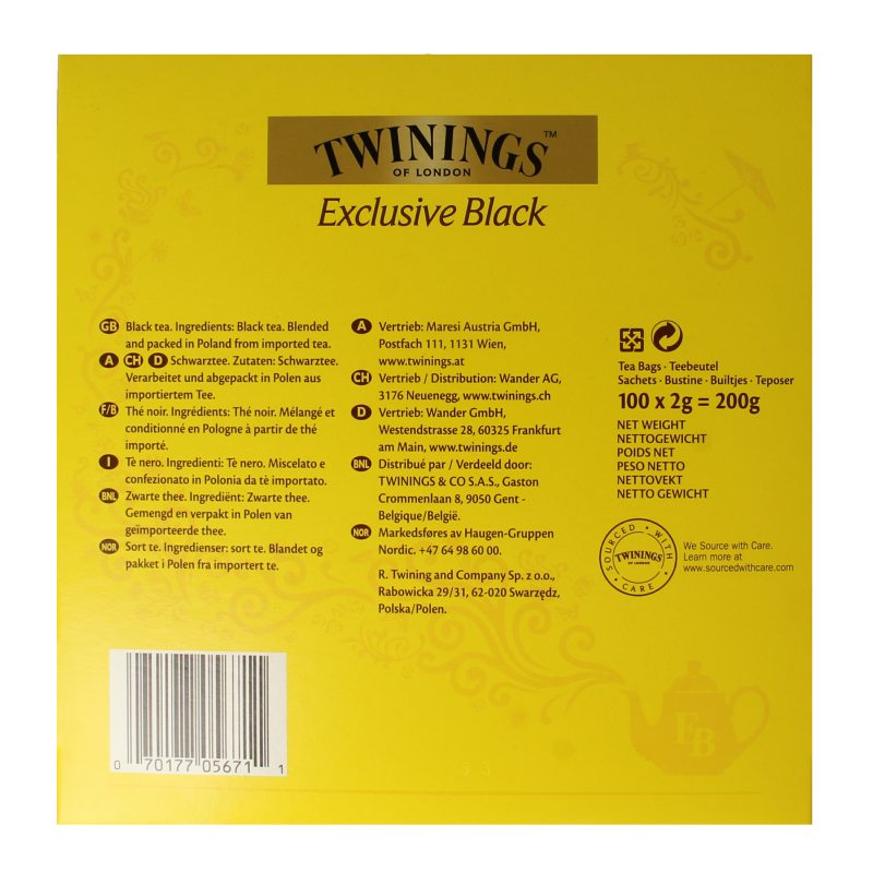Twinings Exclusive black tea envelop 100 Zakjes