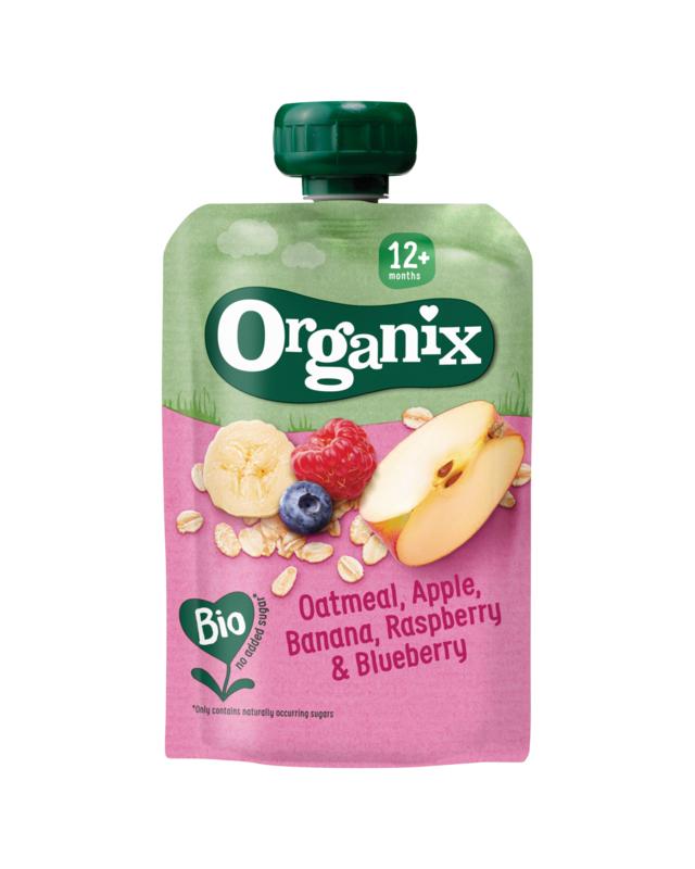 Organix Knijpfruit havermout appel banaan framb 12+M bio 100 Gram
