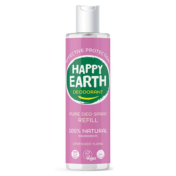 Happy Earth Pure deodorant spray lavender ylang refill 300 Milliliter