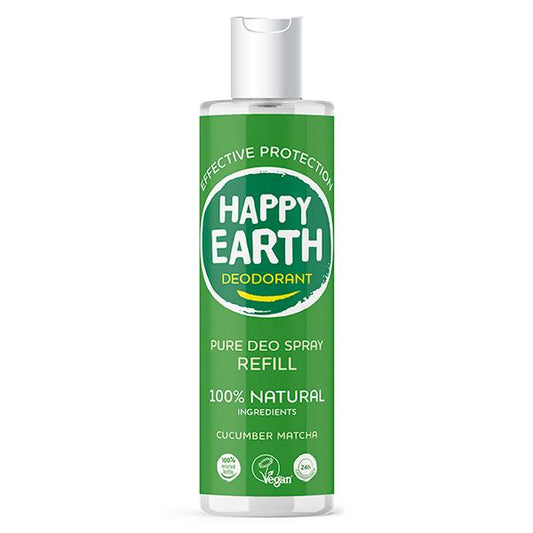 Happy Earth Pure deodorant spray cucumber matcha refill 300 Milliliter