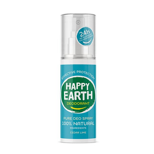 Happy Earth Pure deodorant spray cedar lime 100 Milliliter