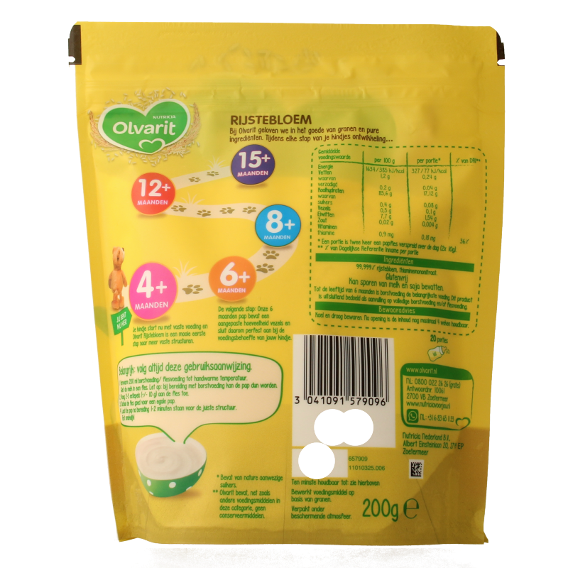 Olvarit Rijstebloem 4+ maanden 200 Gram