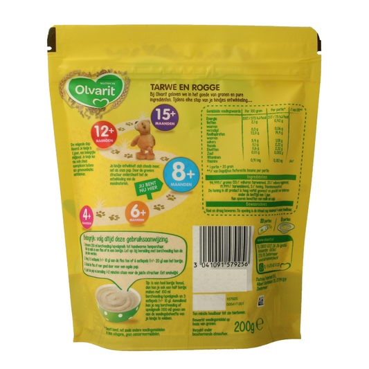 Olvarit Ontbijtpap tarwe en rogge 8+ maanden 200 Gram