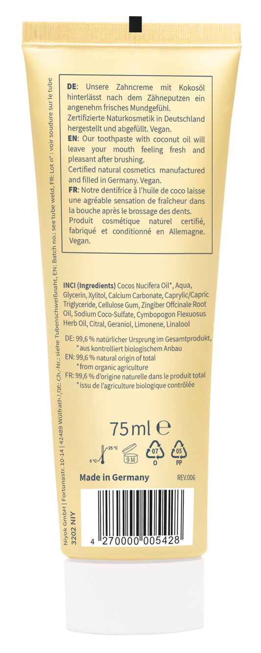 Niyok tandpasta lemongrass ginger 75.00 Milliliter