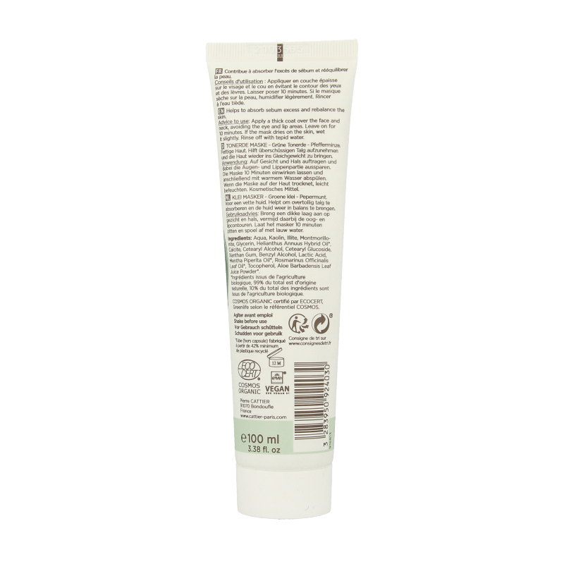 Cattier Groene klei masker munt 100 Milliliter