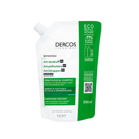 Vichy Dercos anti-roos shampoo vet haar navulling 500 Milliliter