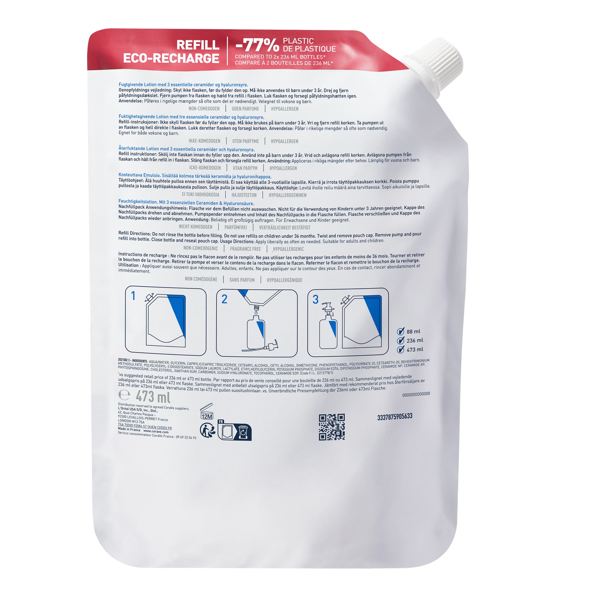 Cerave Melk hydraterend navulling 473 Milliliter