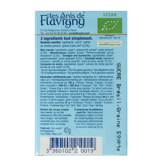 Anis de Flavigny Anijspastilles mint bio 40 Gram