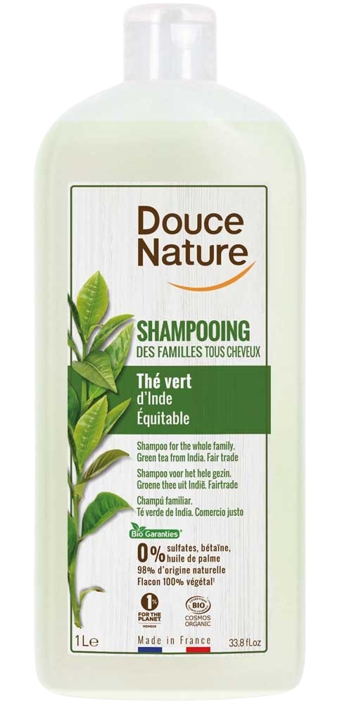Douce Nature Shampoo glanzend haar met groene thee familie bio 1 Liter