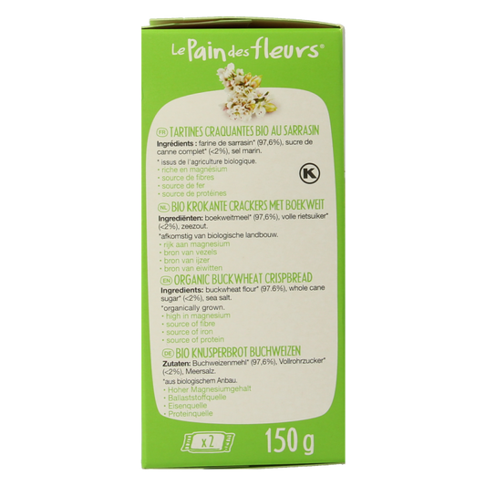 Pain Des Fleurs Boekweit crackers bio 150 Gram