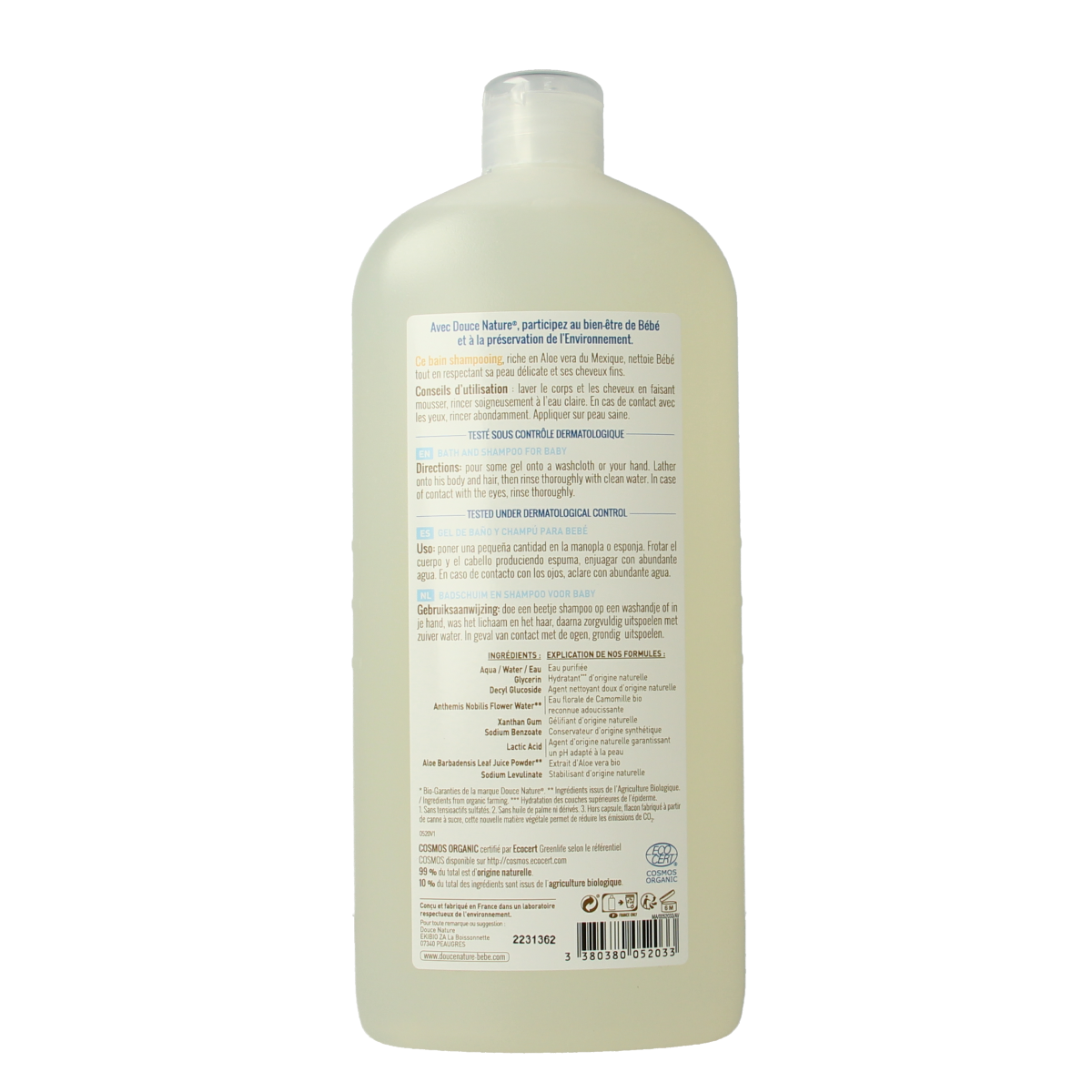 Douce Nature Baby badschuim & shampoo bio 1.00 Liter
