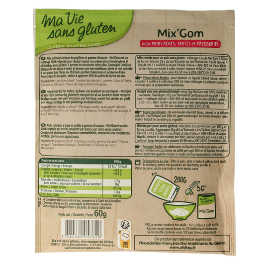 Ma Vie Sans Bindmiddel voor brood gebak mix gom glutenvrij bio 60 Gram