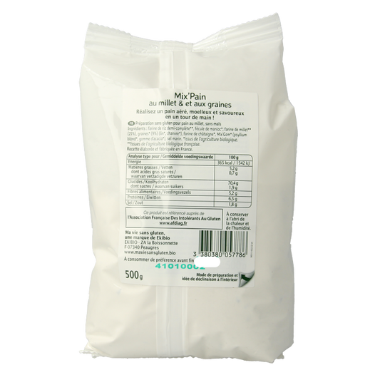 Ma Vie Sans Broodmeel met gierst en zaden glutenvrij bio 500 Gram