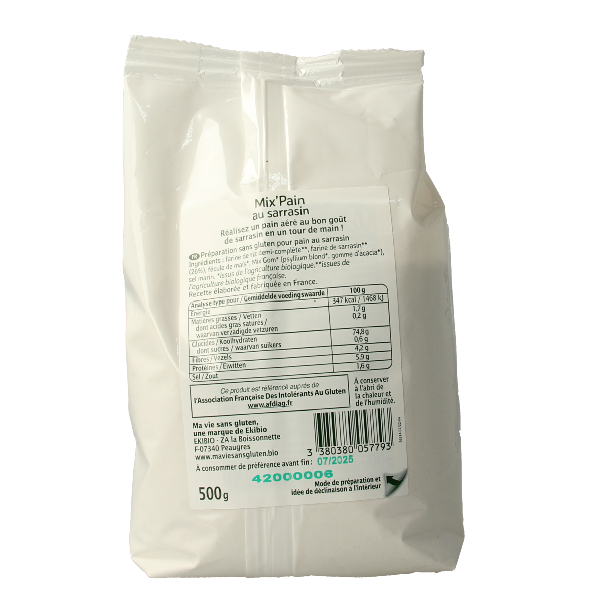 Ma Vie Sans Broodmeel met boekweit glutenvrij bio 500.00 Gram