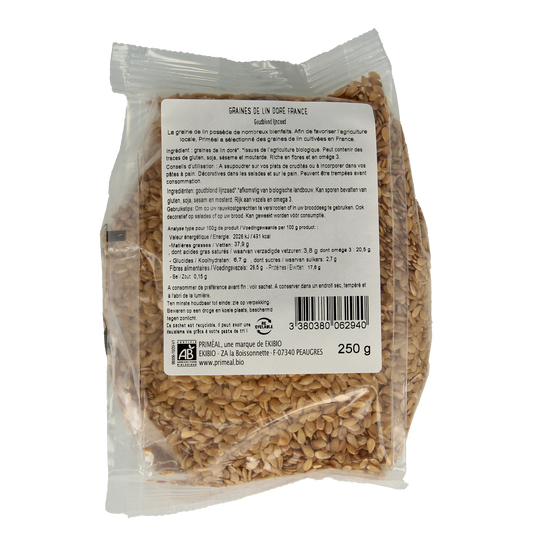 Primeal Lijnzaad goud bio 250.00 Gram