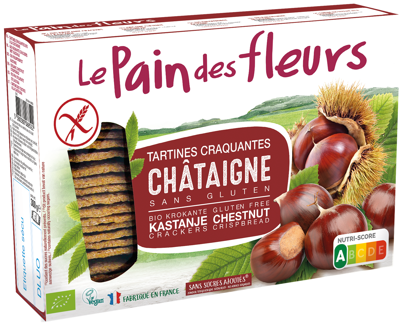 Pain Des Fleurs Tamme kastanje crackers bio 300 Gram