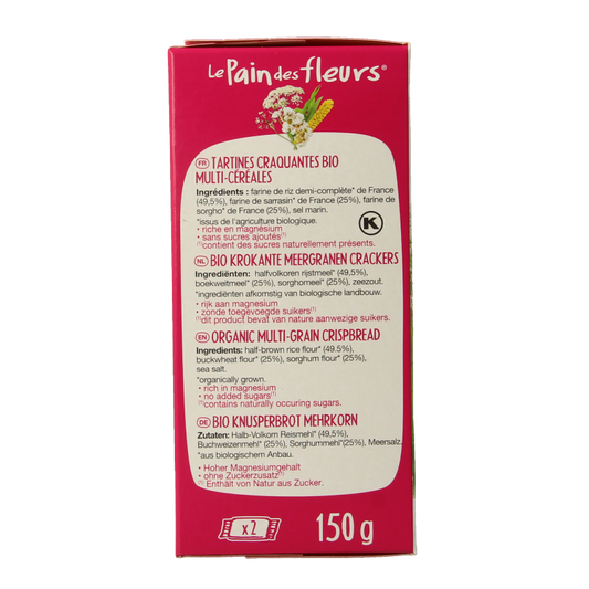 Pain Des Fleurs Meergranen crackers bio 150 Gram