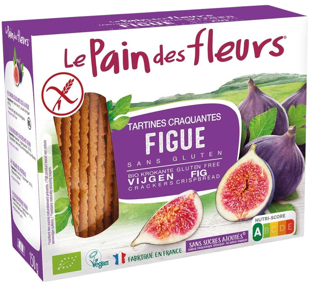 Pain Des Fleurs Krokante crackers vijgen glutenvrij bio 150.00 Gram