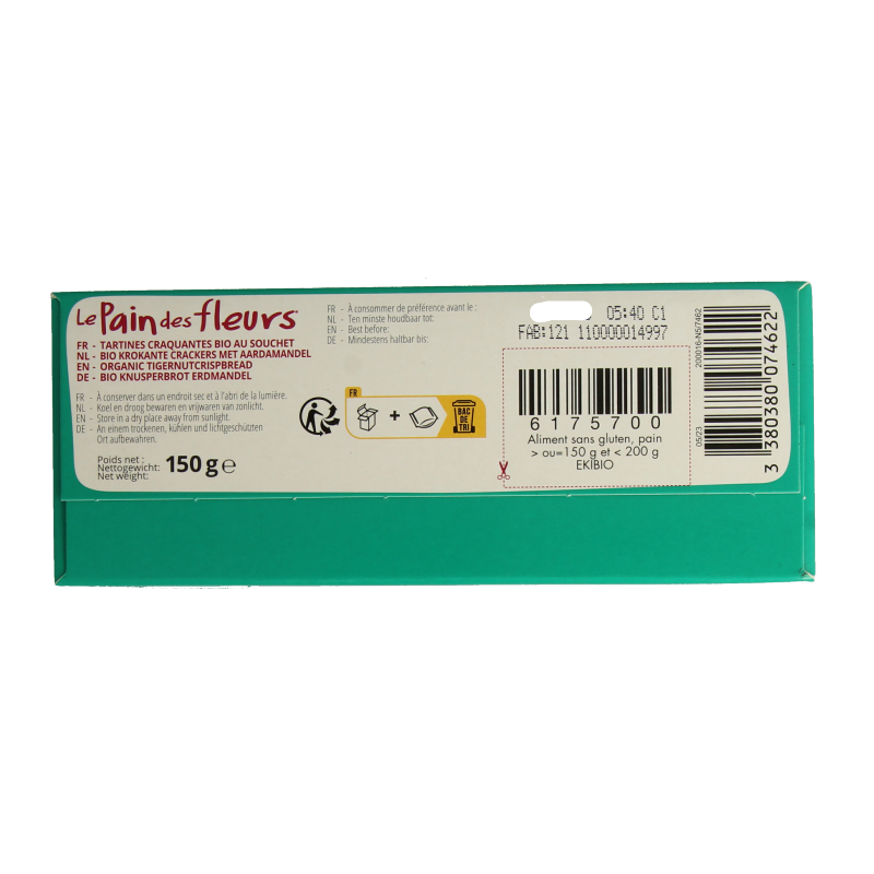 Pain Des Fleurs Krokante bio crackers met aardamandel bio 150 Gram