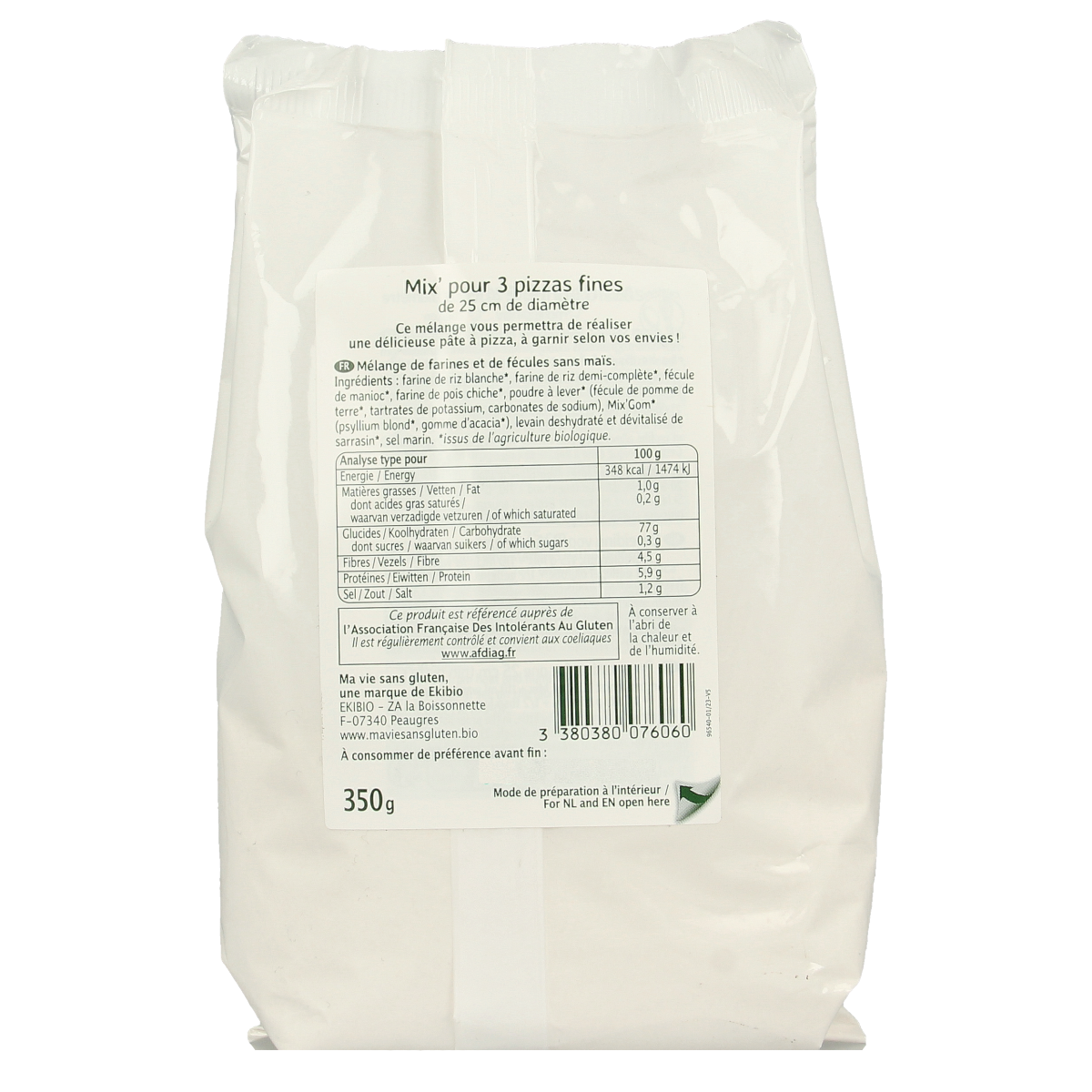 Ma Vie Sans Mix voor pizzabodems glutenvrij bio 350.00 Gram