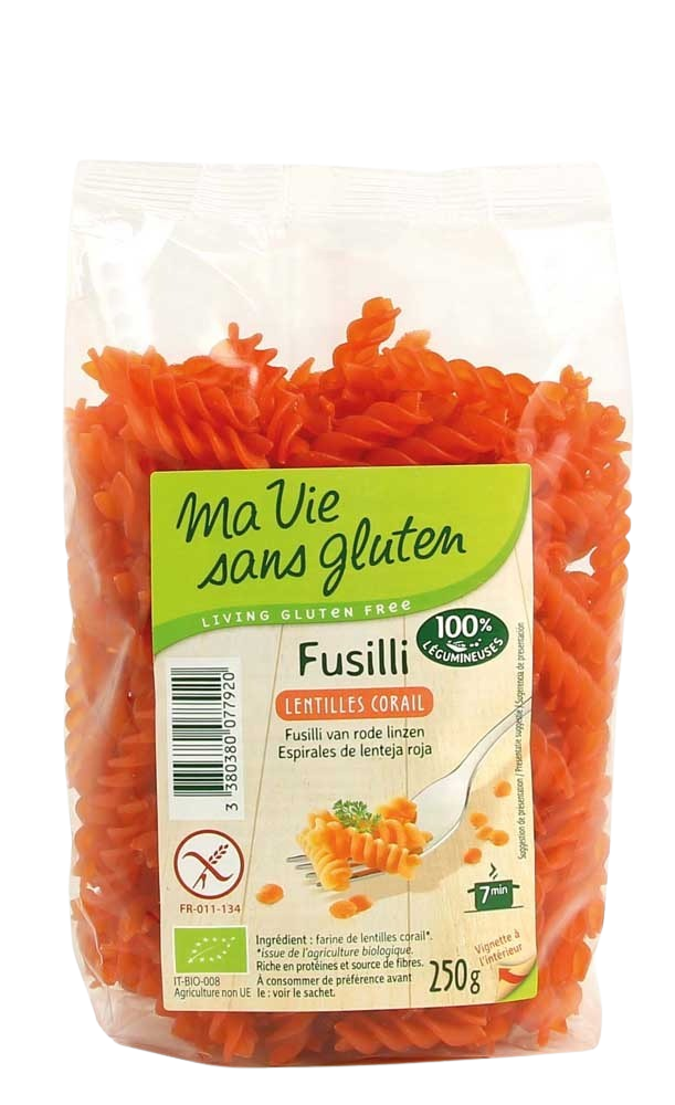 Ma Vie Sans Fusilli van rode linzen glutenvrij bio 250.00 Gram