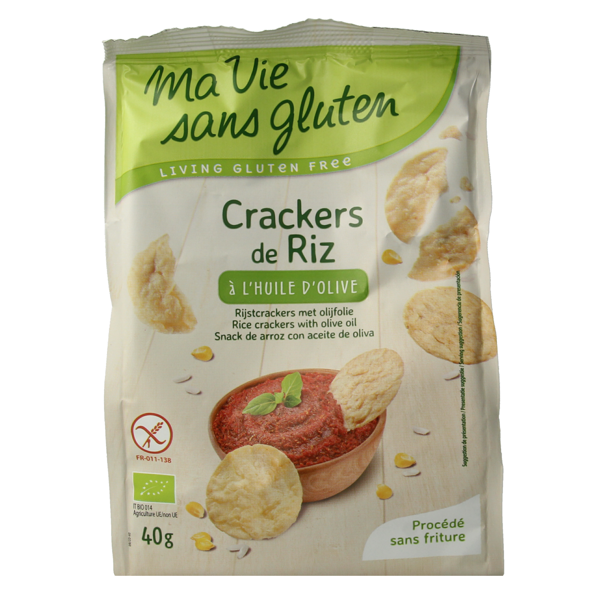 Ma Vie Sans Op=Op Rijstcrackers met olijfolie glutenvrij bio 40.00 Gram