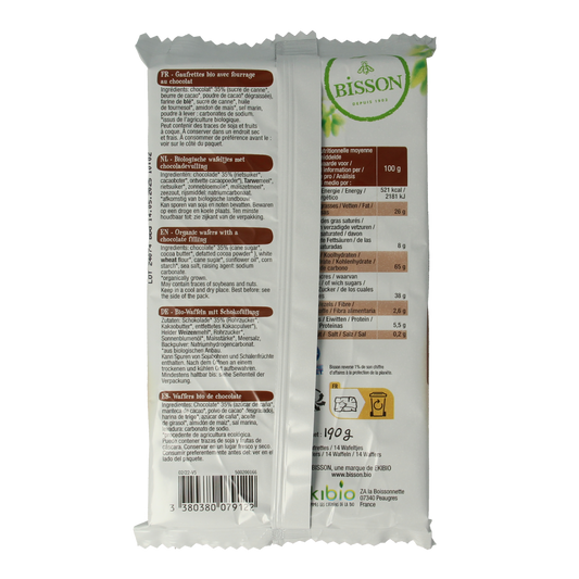 Bisson Chocolade wafels gaufrettes bio 190.00 Gram