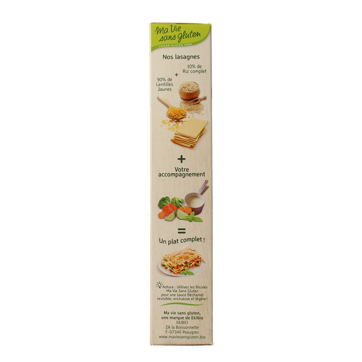 Ma Vie Sans Lasagnebladen van gele linzen glutenvrij bio 250.00 Gram