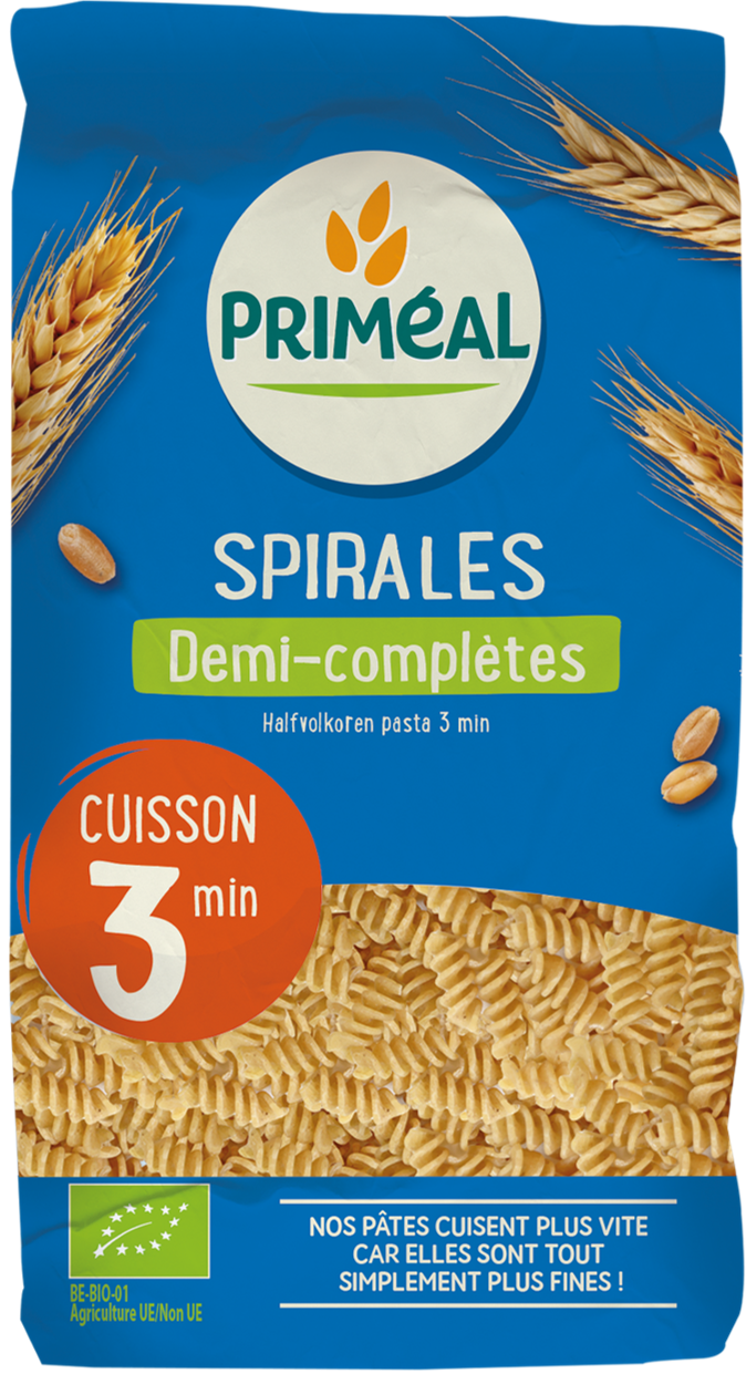 Primeal Halfvolkoren spiralen snelkook 3 minuten bio 500.00 Gram