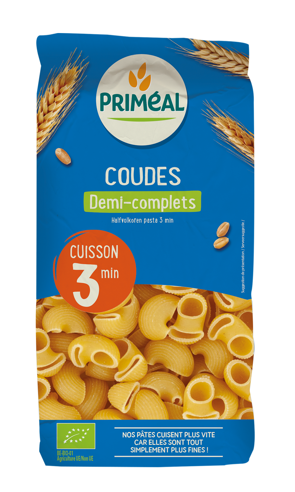 Primeal Coudes halfvolkoren snelkook 3 minuten bio 500.00 Gram