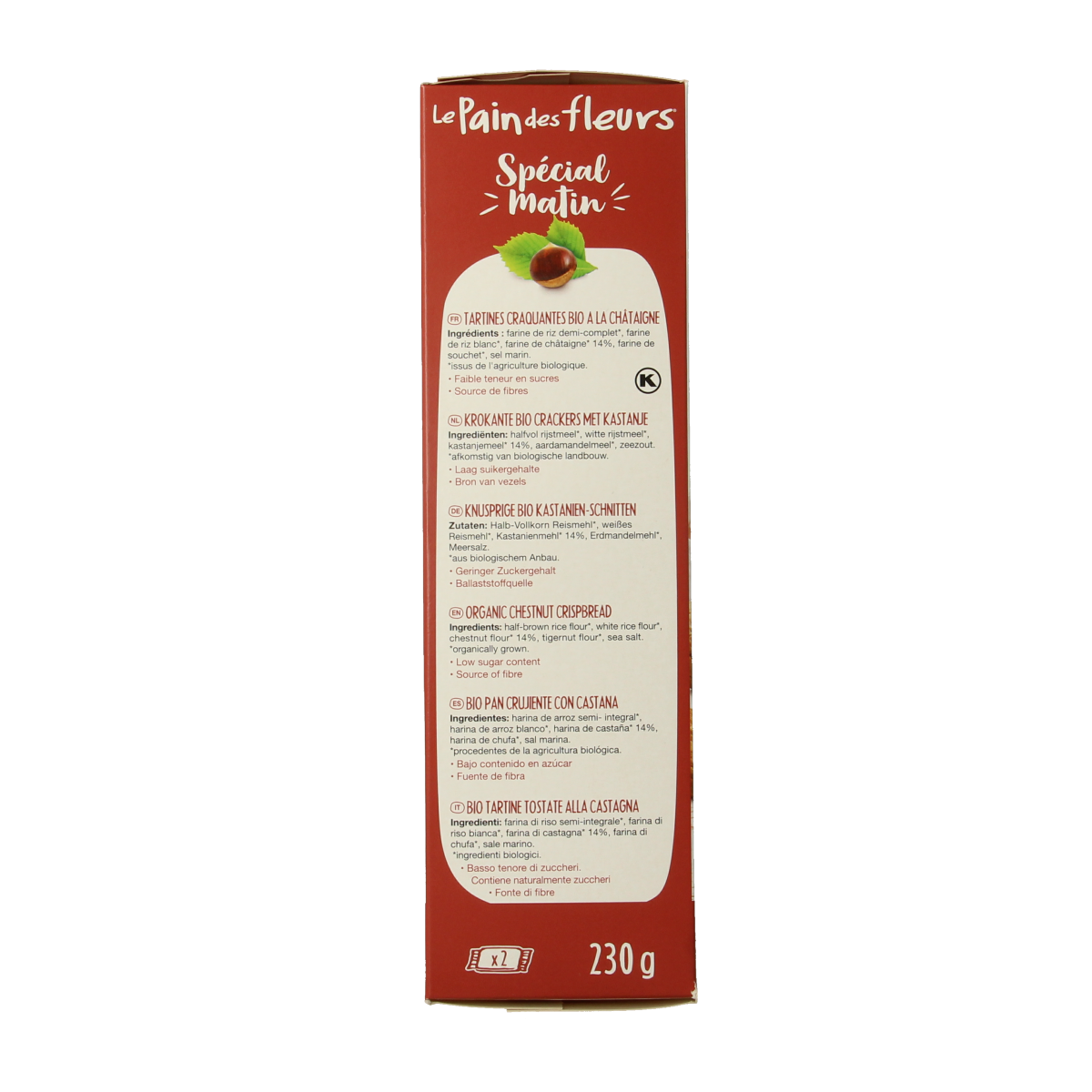 Pain Des Fleurs Special matin kastanje ontbijtcrackers bio 230.00 Gram