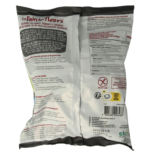 Pain Des Fleurs Crousty chips peper glutenvrij bio 75 Gram