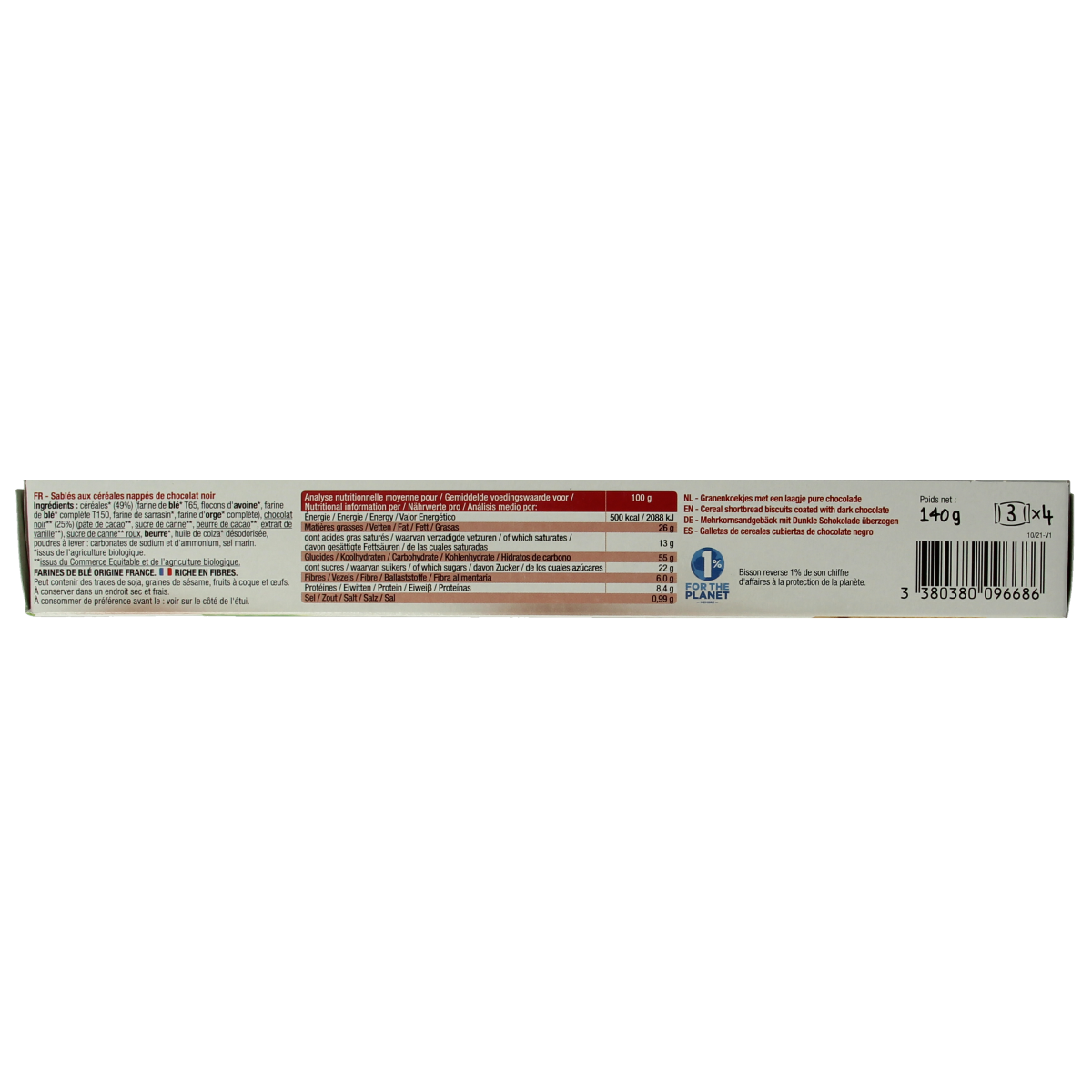 Bisson Pure chocolade frosted granenkoekjes bio 140 Gram