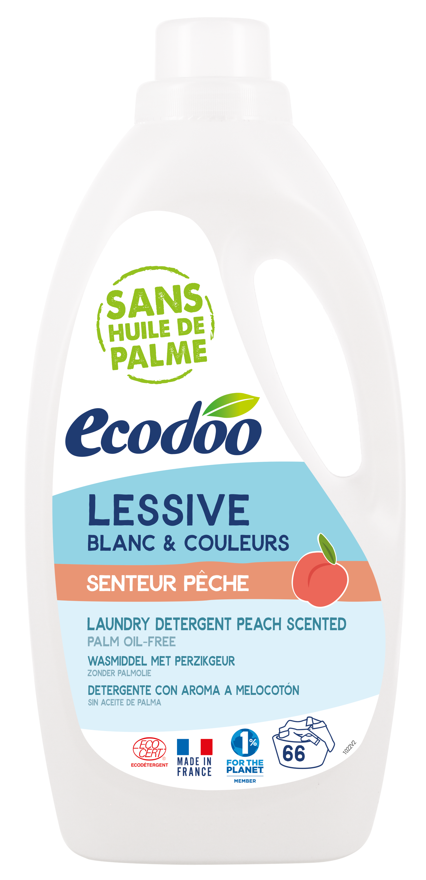 Ecodoo Wasmiddel vloeibaar perzik bio 2 Liter