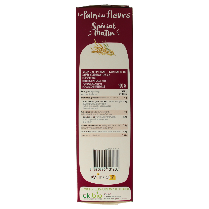 Pain Des Fleurs Special matin muesli ontbijtcrackers bio 230 Gram