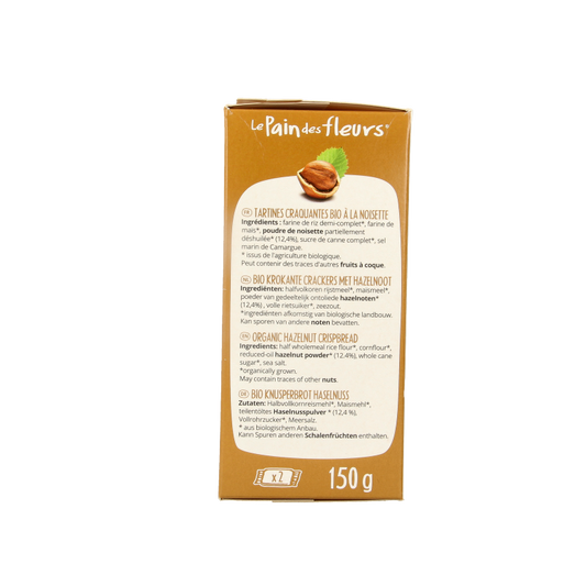 Pain Des Fleurs Krokante bio crackers met hazelnoot glutenvrij 150 Gram