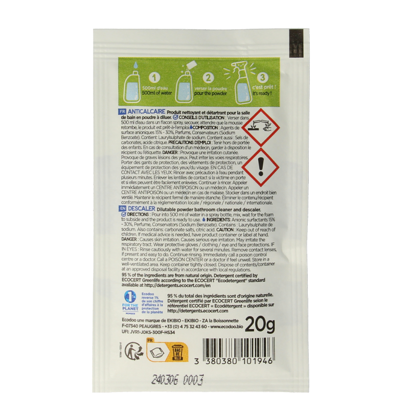 Ecodoo Kalkreiniger poeder oplosbaar eco 20 Gram