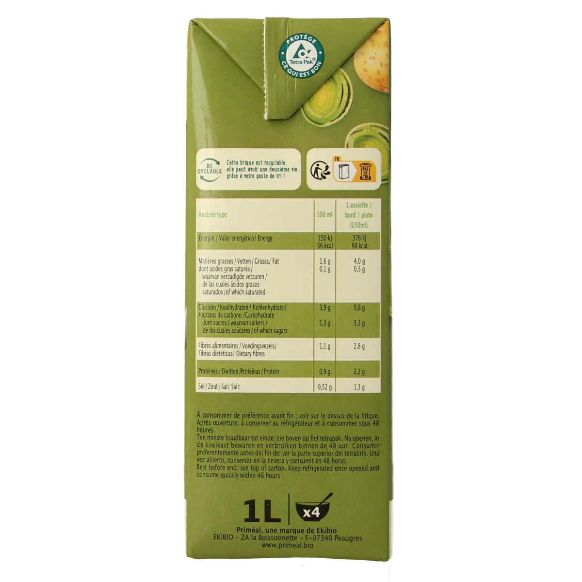 Primeal Aardappelsoep romig bio 1.00 Liter