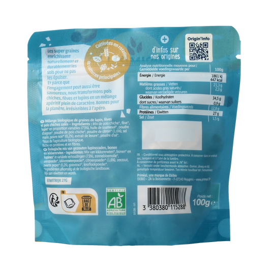 Primeal Kikkererwten, bonen, lupines mix citroen/peper bio 100.00 Gram