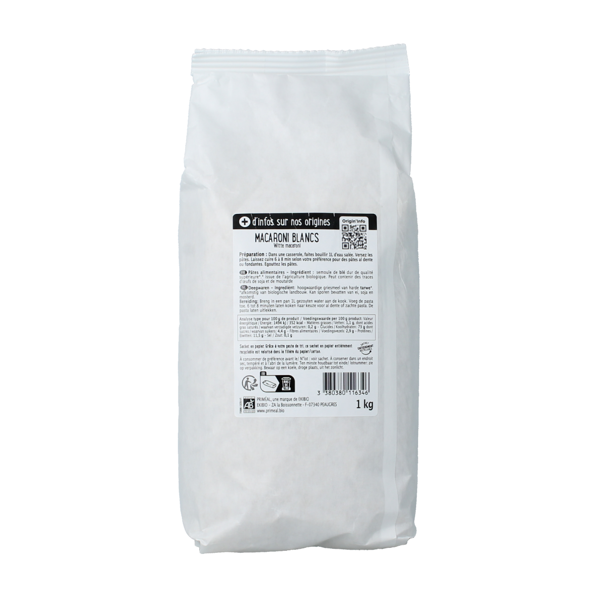 Primeal Witte macaroni bio 1000.00 Gram