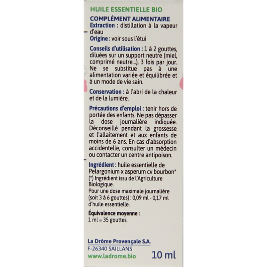 Ladrome Roos geranium olie bio 10.00 Milliliter