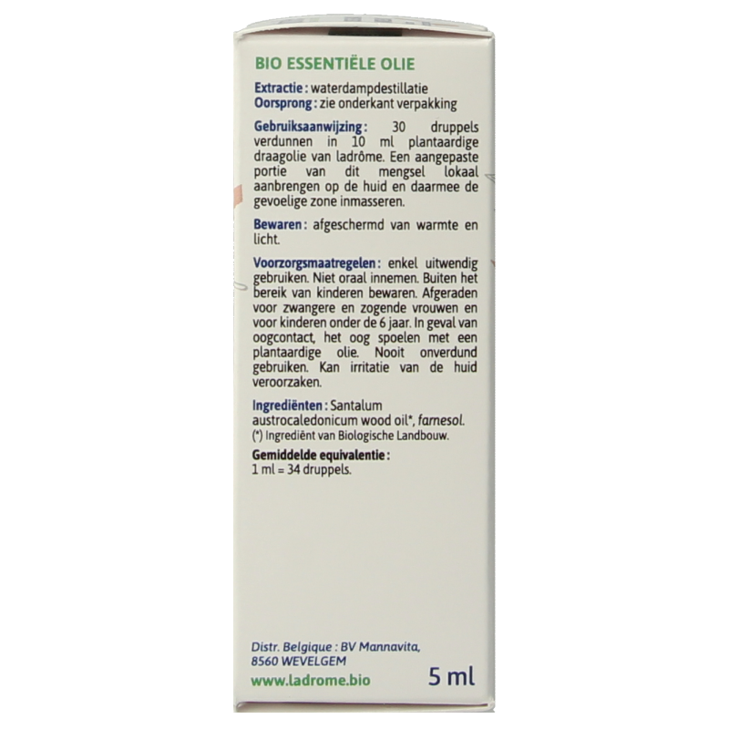 Ladrome Sandelhout olie bio 5 Milliliter