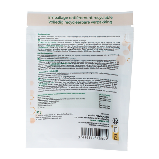 Ladrome Propolis keelpastilles bio 50.00 Gram