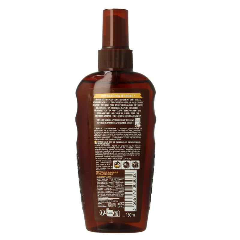 Lovea Dry oil medium protection tahiti monoi SPF20 150 Milliliter