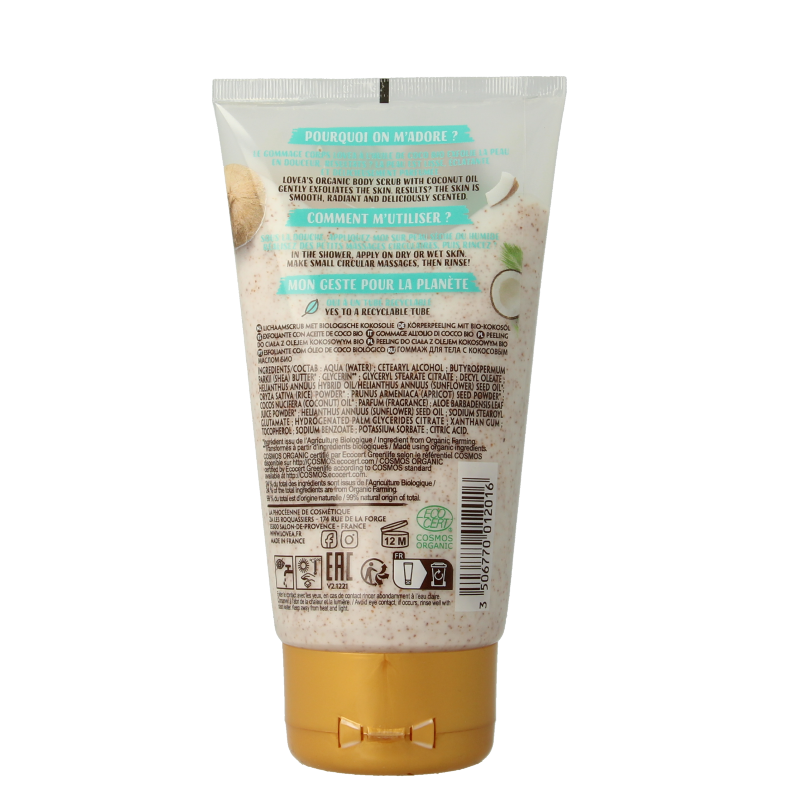 Lovea Bodyscrub coconut oil dry skin organic 150 Milliliter