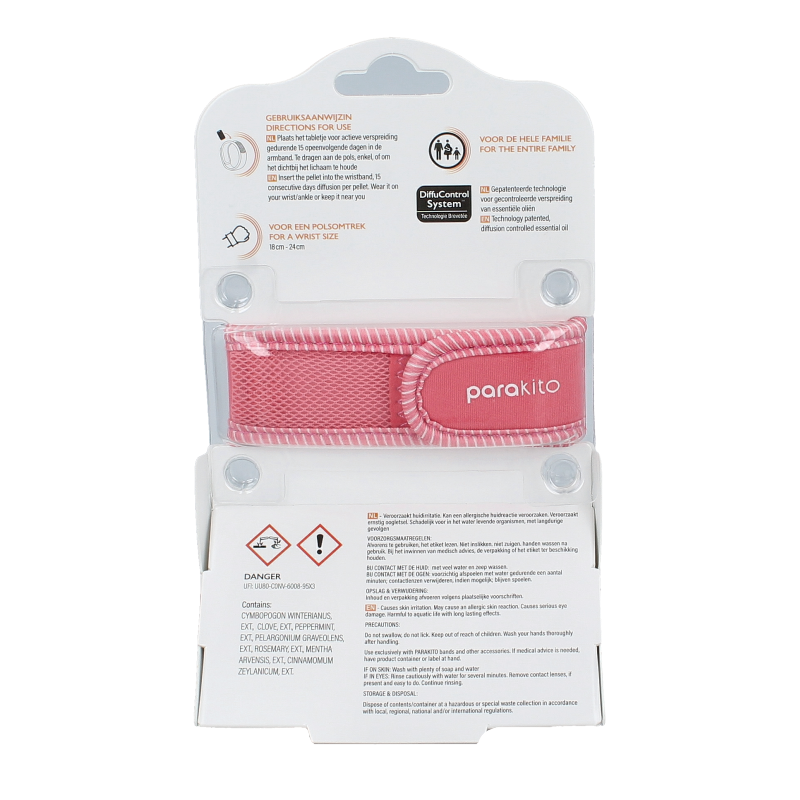 Parakito Anti mug armband volwassenen fuchsia 1 Stuks