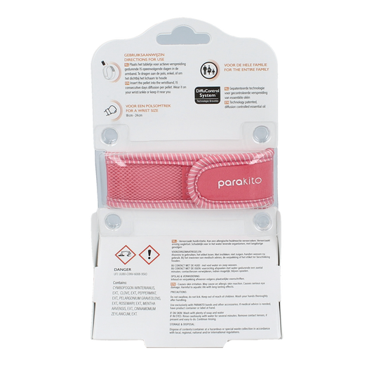 Parakito Anti mug armband volwassenen fuchsia 1.00 Stuks