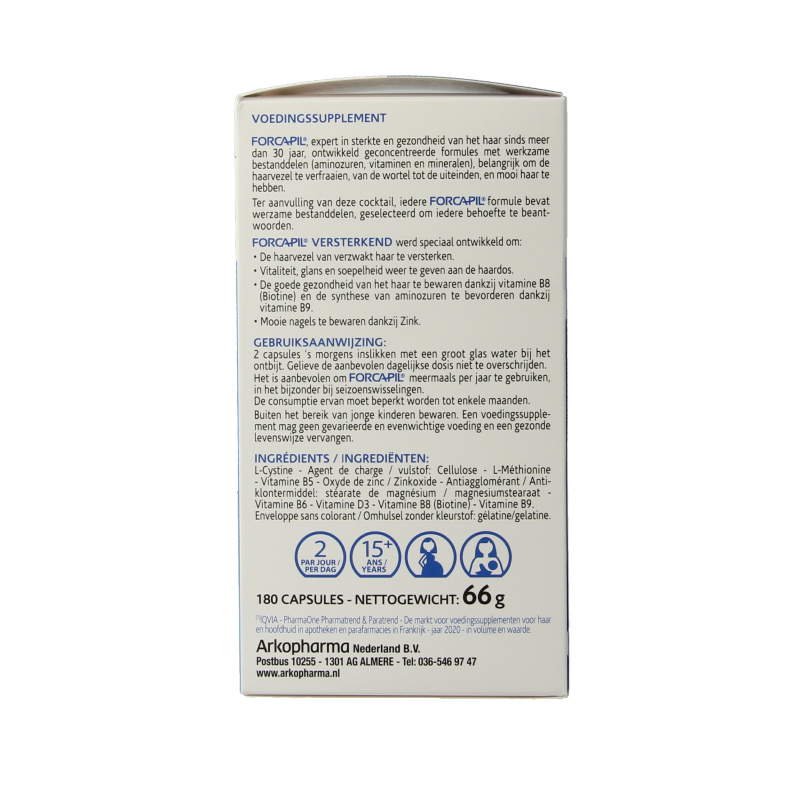 Forcapil Versterkende capsules voor haar en nagels 180 Capsules
